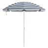 Parasol de plage avec poteau en métal bleu et blanc 161 x 193 cm en polyester. 