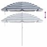 Parasol de plage avec poteau en métal bleu et blanc 161 x 193 cm en polyester. 