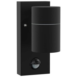 Appliques murales extérieures avec détecteur 2 pcs Acier inoxydable noir IP44 