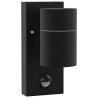 Appliques murales extérieures avec détecteur 2 pcs Acier inoxydable noir IP44 