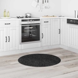 Tapis shaggy avec backing en latex Gris foncé ø90 cm 
