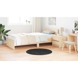 Tapis shaggy avec backing en latex Gris foncé ø90 cm 