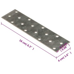 Plaques perforées 60 pcs 2 mm 160x40 mm acier galvanisé 