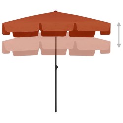 Parasol de plage terre cuite 200x125 cm 