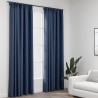 Rideaux occultants aspect lin avec crochets 2pcs Bleu 140x245cm 