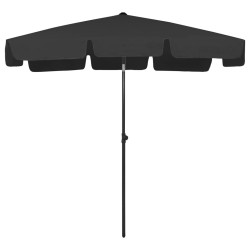 Parasol de plage noir 200x125 cm 