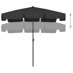 Parasol de plage noir 200x125 cm 