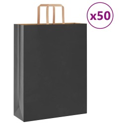 Sacs en papier 50 pcs avec poignées noir 32x12x42 cm 