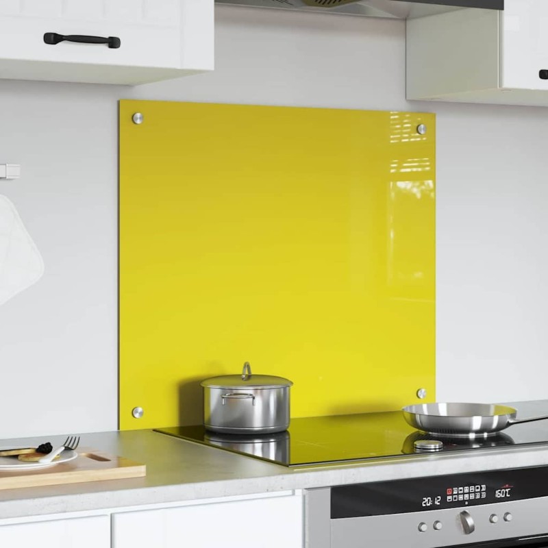 Dosseret de cuisine jaune 70x60x0,6 cm en verre trempé 