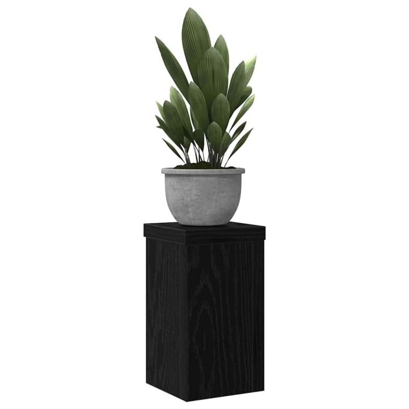 Supports de plantes 2 pcs en chêne noir, dimensions 10x10x18 cm, fabriqués en bois d'ingénierie. Supports de plantes 2 pcs en chêne noir, dimensions 10x10x18 cm, fabriqués en bois d'ingénierie.