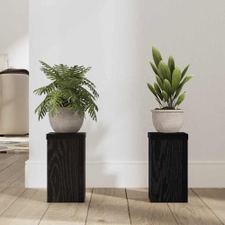 Supports de plantes 2 pcs en chêne noir, dimensions 10x10x18 cm, fabriqués en bois d'ingénierie. 