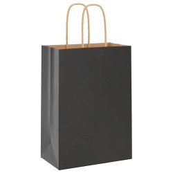 Sacs en papier 50 pcs avec poignées noir 15x8x21 cm 
