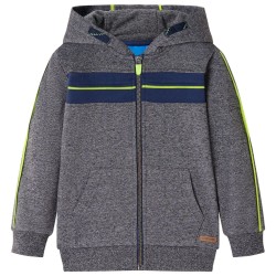 Sweat-shirt à capuche fermeture éclair enfants gris mélangé 140 