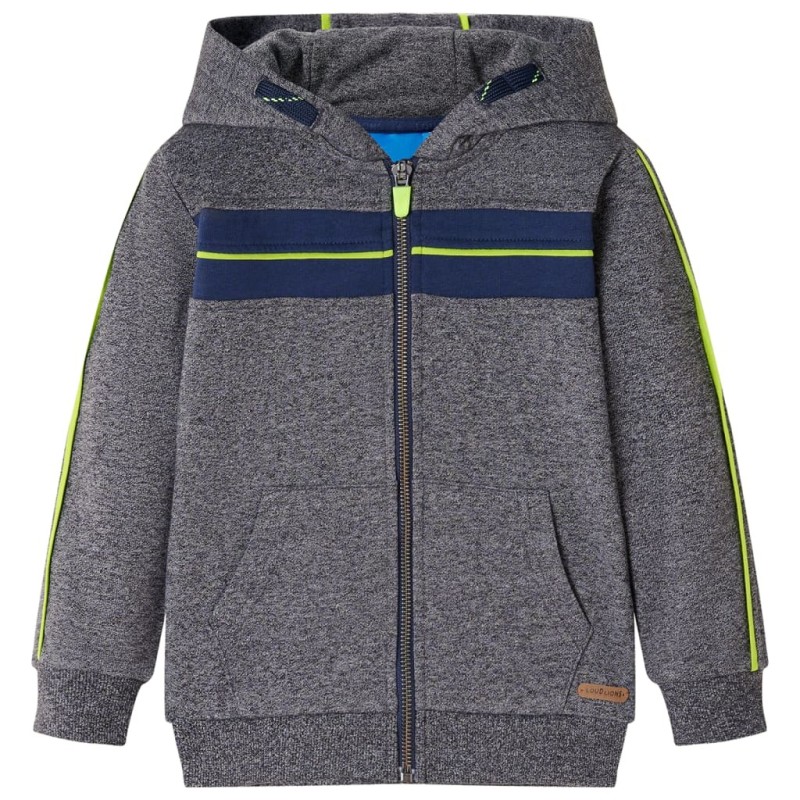 Sweat-shirt à capuche fermeture éclair enfants gris mélangé 140 