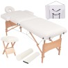 Table de massage pliable et tabouret 10 cm d'épaisseur Blanc 