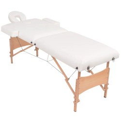Table de massage pliable et tabouret 10 cm d'épaisseur Blanc 