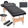 Table de massage pliable et tabouret 10 cm d'épaisseur Noir 