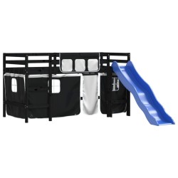  Lit mezzanine pour enfants avec rideaux sans matelas 80x200 cm 