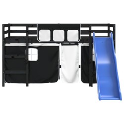  Lit mezzanine pour enfants avec rideaux sans matelas 80x200 cm 