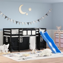  Lit mezzanine pour enfants avec rideaux sans matelas 80x200 cm 