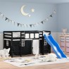  Lit mezzanine pour enfants avec rideaux sans matelas 80x200 cm 