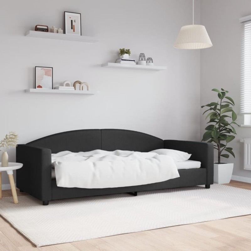 Lit de repos sans matelas noir 90x200 cm tissu 