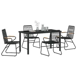Salon de jardin 6 pcs avec coussins résine tressée noir 473712473712