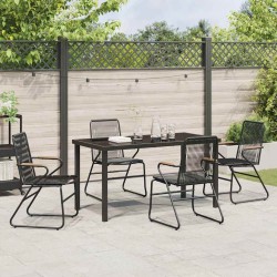 Salon de jardin 6 pcs avec coussins résine tressée noir 473712473712