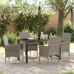 Salon de jardin 6 pcs avec coussins gris résine tressée 473743473743