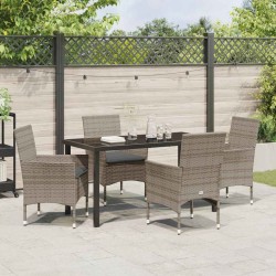 Salon de jardin 6 pcs avec coussins gris résine tressée 473743473743