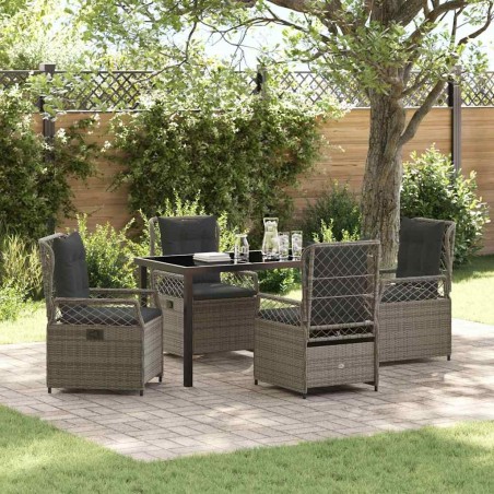 Salon de jardin 6 pcs avec coussins gris résine tressée 473786473786