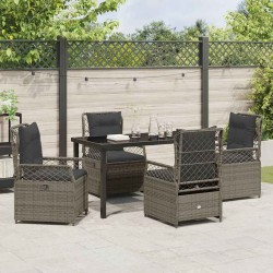 Salon de jardin 6 pcs avec coussins gris résine tressée 473786473786