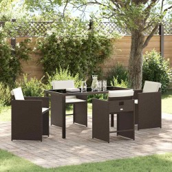 Salon de jardin 6 pcs avec coussins gris résine tressée 473792473792