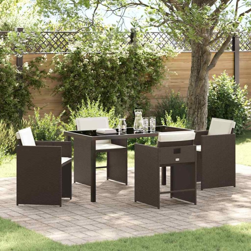 Salon de jardin 6 pcs avec coussins gris résine tressée 473792473792