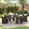 Salon de jardin 6 pcs avec coussins gris résine tressée 473792473792