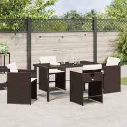 Salon de jardin 6 pcs avec coussins gris résine tressée 473792473792