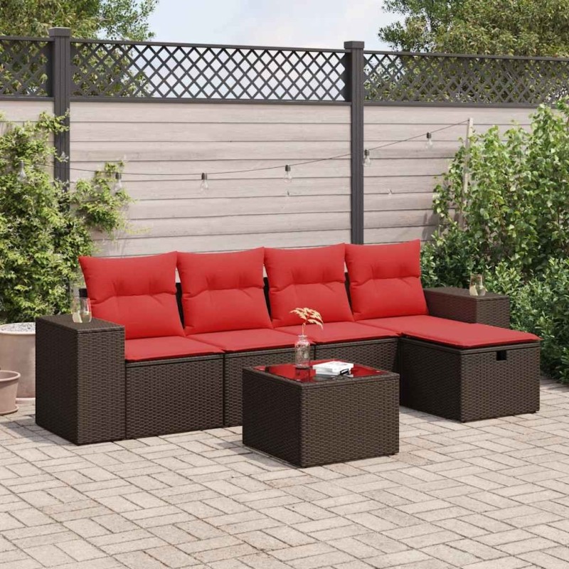 Salon de jardin 8 pcs avec coussins gris résine tressée 473900473900
