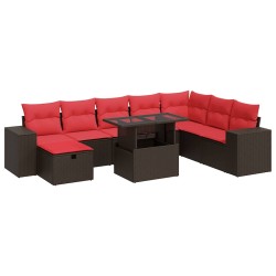 Salon de jardin 8 pcs avec coussins gris résine tressée 473917473917
