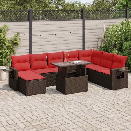 Salon de jardin 8 pcs avec coussins gris résine tressée 473920473920