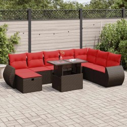 Salon de jardin 8 pcs avec coussins gris résine tressée 473933473933