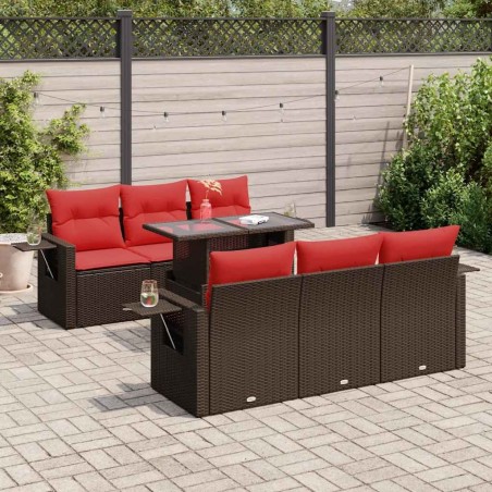 Salon de jardin 8 pcs avec coussins gris résine tressée 474048474048