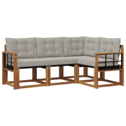 Salon de jardin 9 pcs avec coussins noir résine tressée 474502474502