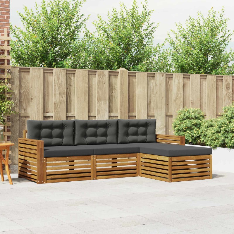 Ensemble à manger de jardin 11pcs avec coussins gris poly rotin 474517474517