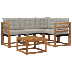 Ensemble à manger de jardin 5 pcs coussins gris résine tressée 474749474749