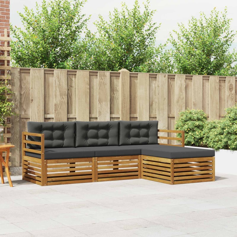 Salon de jardin avec coussins 9 pcs beige résine tressée 474756474756