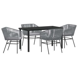 Salon de jardin 8 pcs avec coussins gris résine tressée 474958474958