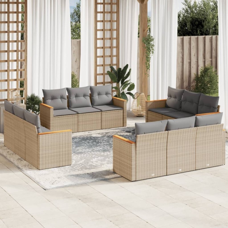 Salon de jardin 8 pcs avec coussins gris résine tressée 474981474981