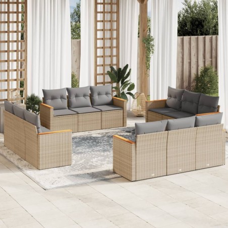 Salon de jardin 8 pcs avec coussins gris résine tressée 474981474981