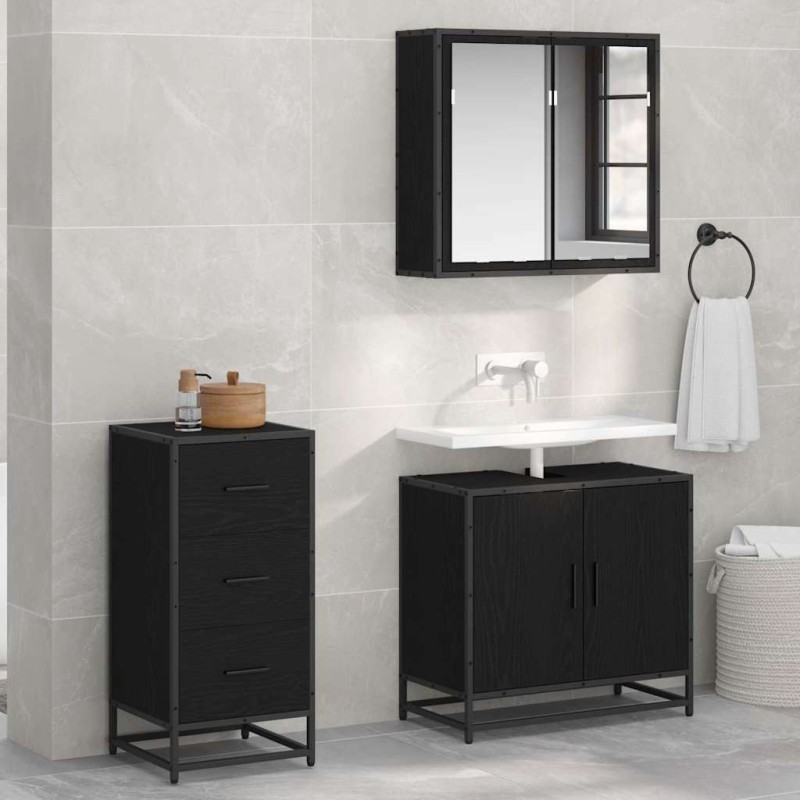 Salon de jardin 11 pcs avec coussins noir résine tressée 475186475186