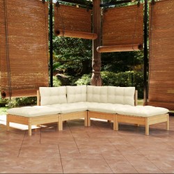 Salon de jardin 7 pcs avec coussins gris bois de pin 475621475621